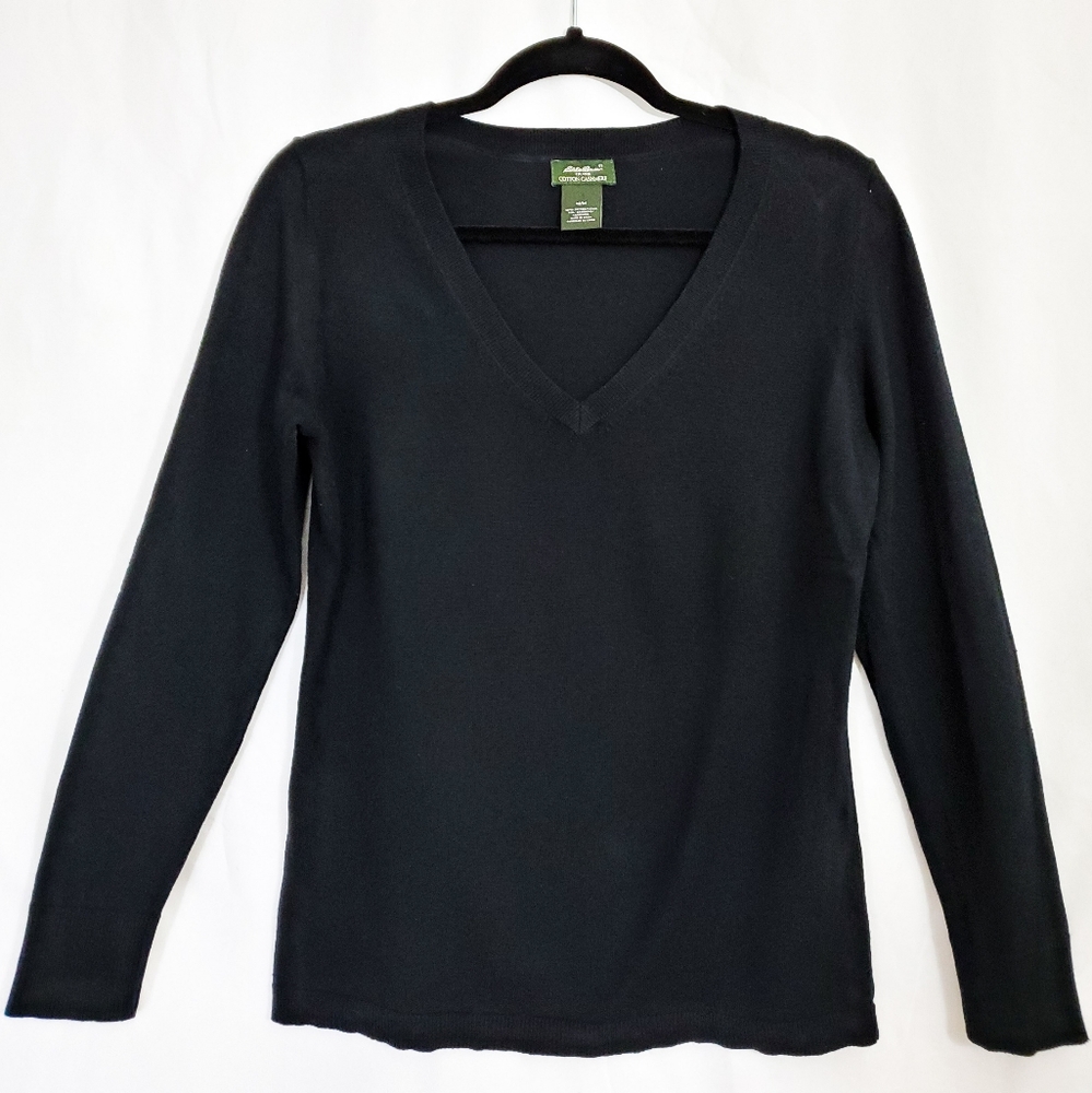 Eddie Bauer Cotton Cashmere Sweater Black Medium